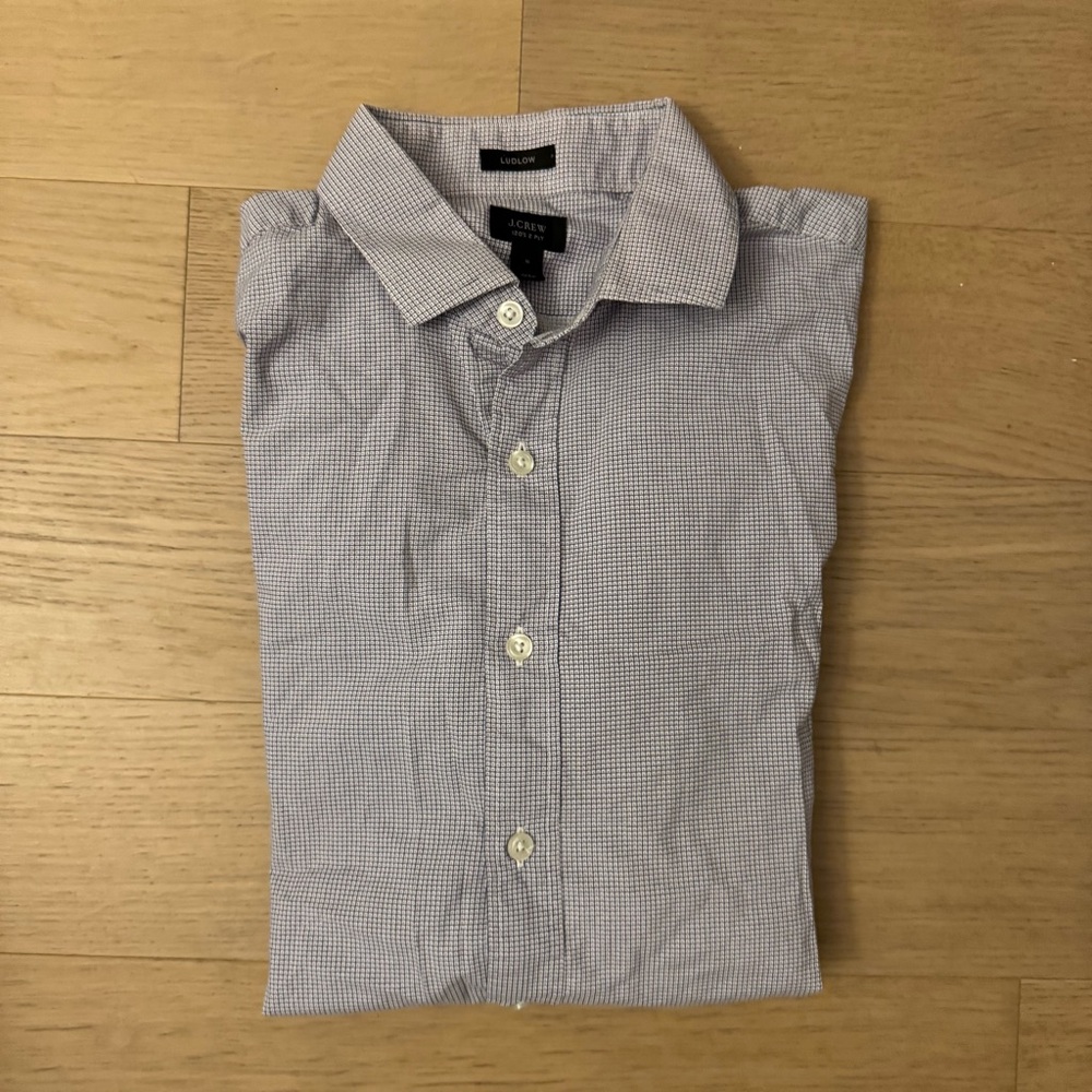 J. Crew Men's Light Purple Micro Check Slim Fit Casual Button-Down Shirt